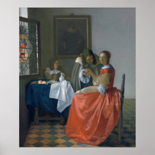 Poster La fille avec le verre à vin