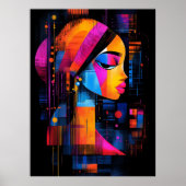 Poster La fille avec une oreille perle réinterprétée Neon (Devant)