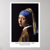 Poster La fille de Johannes Vermeer avec une oreille perl (Devant)