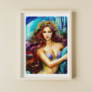 Poster La fille de Neptune Imaginaire Mermaid Art