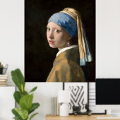 Poster La fille de Vermeer avec une oreille perle (Bureau à domicile)