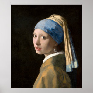 Poster La fille de Vermeer avec une oreille perle