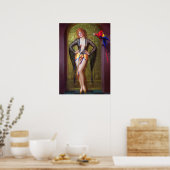 Poster La fille et le perroquet vers le haut (Cuisine)