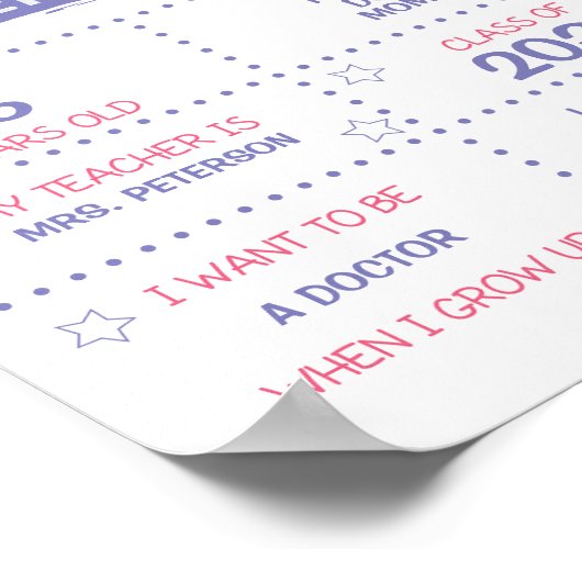 Poster La fille revient à l'école violet et rose (Coin)