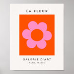 Poster La Fleur 01 Retro Floral Orange Pink Preppy Flower<br><div class="desc">Abstract Retro Floral Print - La Fleur - Orange And Pink.</div>