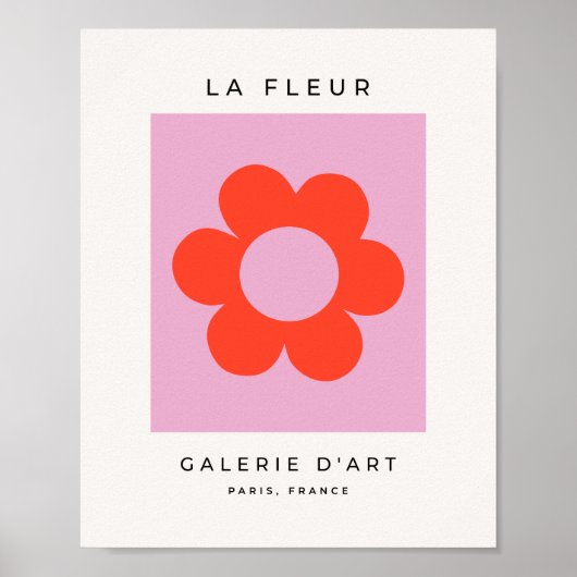 Poster La Fleur 02 Flower Print Pink Retro Preppy Floral (Devant)