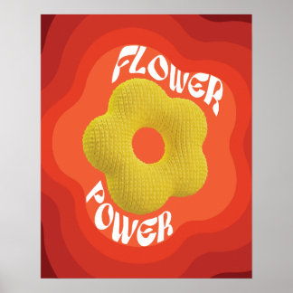 Poster La fleur jaune est conçue avec un motif tricoté un