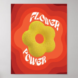 Poster La fleur jaune est conçue avec un tricot unique