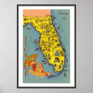 Poster La Floride vintage, Etats-Unis -