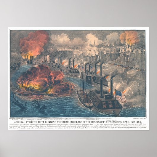 Poster La flotte de l'amiral Porters qui dirige le blocus (Devant)