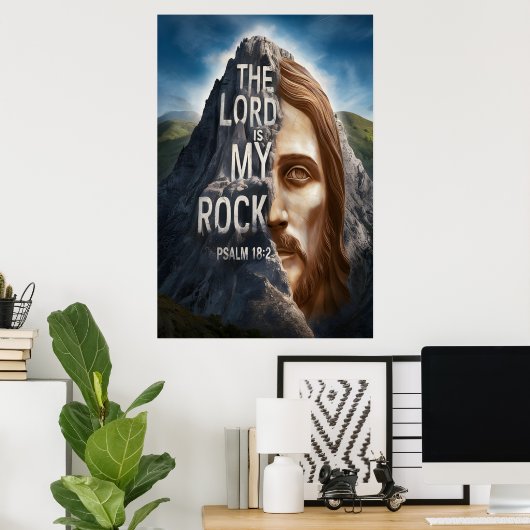 Poster La Foi Divine : Le Seigneur Est Mon Rocher (Bureau à domicile)