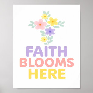 Poster La Foi Fleurit Ici Croix Florale de Pâques 2026