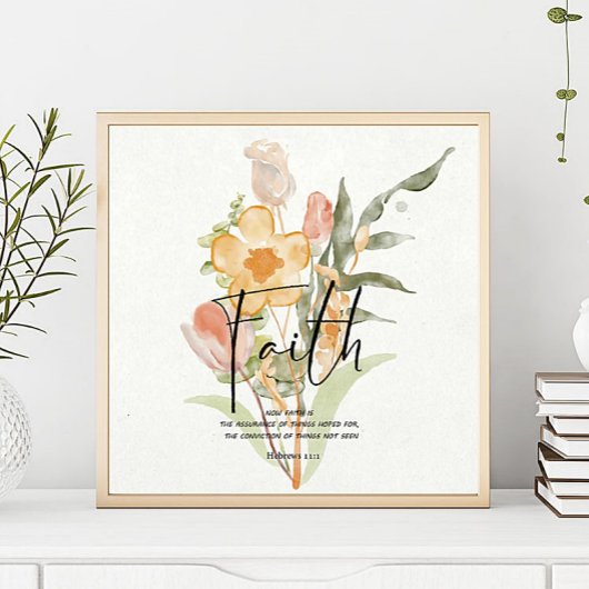 Poster La foi - Hébreux 11:1 Fleur orange