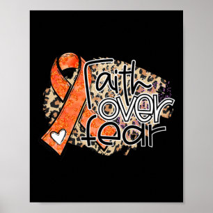 Poster La foi sur la peur Leopard Orange Ribbon Leukemia 