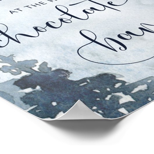 Poster La forêt d'hiver se réchauffe au chocolat chaud ba (Coin)