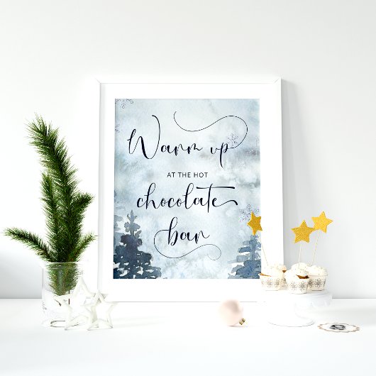 Poster La forêt d'hiver se réchauffe au chocolat chaud ba