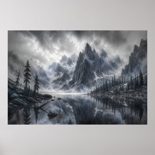 Poster La forme du silence – Paysage noir et blanc (Devant)