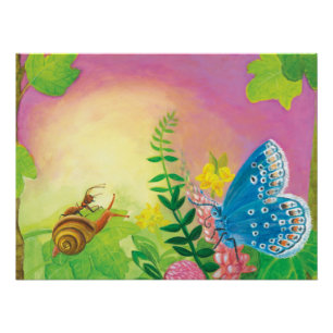Poster La fourmi, l'escargot et le papillon bleu de Chapm