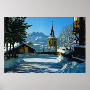 Poster La France vintage, France, Leysin, bosselle du