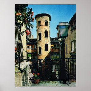 Poster La France vintage, vieux Lyon, secteur en soie de