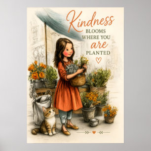 Poster La gentillesse fleurit doucement chaque jour