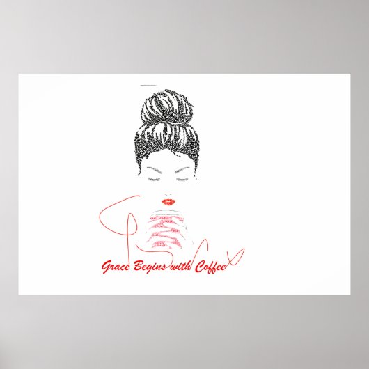 Poster La grâce commence avec la typographie du café (Devant)