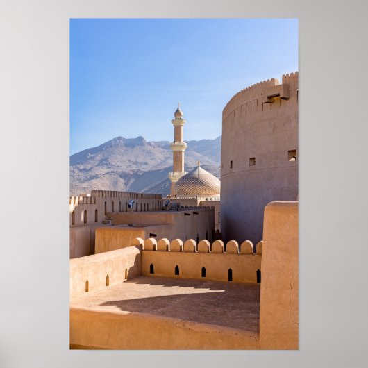Poster La Grande mosquée et le minaret de Nizwa - Oman (Devant)