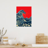 Poster La Grande vague de Hokusai dans un style dynamique (Cuisine)