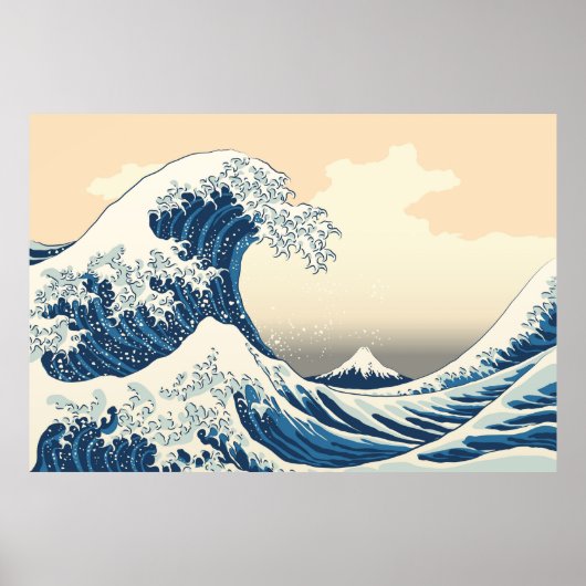 Poster La grande vague de la reproduction de peinture de (Devant)