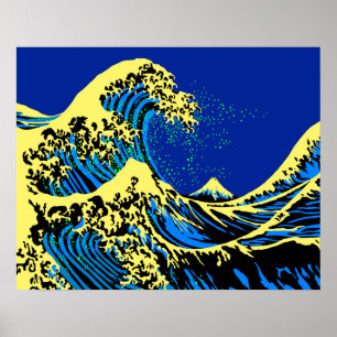 Poster La grande vague Hokusai dans un décor de style pop