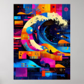 Poster La Grande Vague réinterprétée en abstraction (Devant)