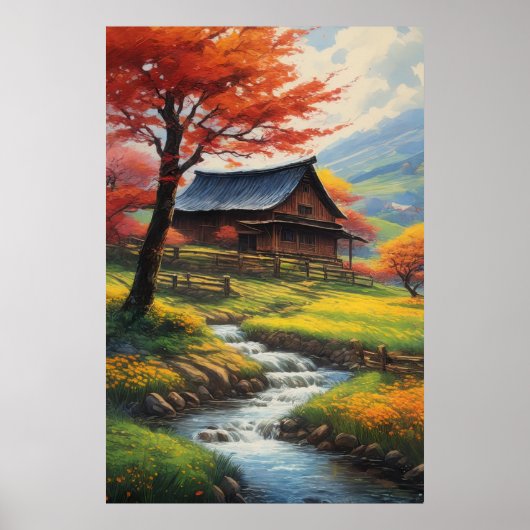 Poster La grange rustique et la mélodie du ruisseau (Devant)