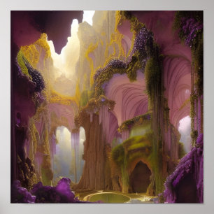 Poster La grotte d'Amethyst Geodes Art numérique