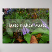 Poster La hâte, le gaspillage, l'affiche de sagesse (Devant)