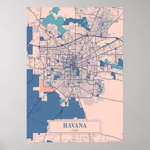 Poster La Havane - Cuba Breezy City Map