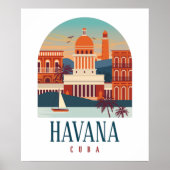 Poster La Havane Cuba Skyline Vintage (Devant)