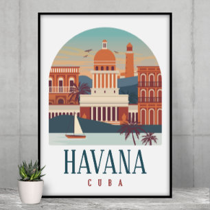 Poster La Havane Cuba Skyline Vintage