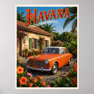 Poster La Havane Cuba Voiture Ancienne Voyage Tropical