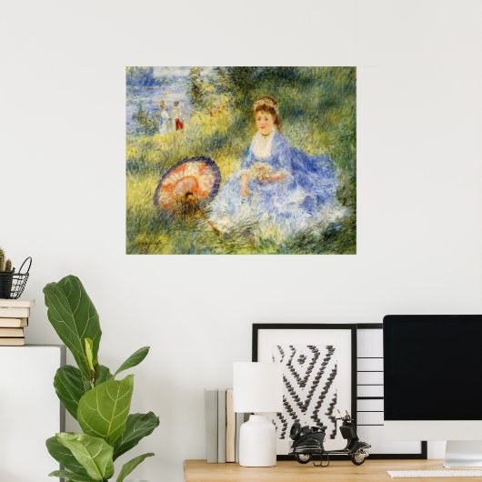 Poster La jeune femme de Renoir avec un parapluie japonai (Bureau à domicile)