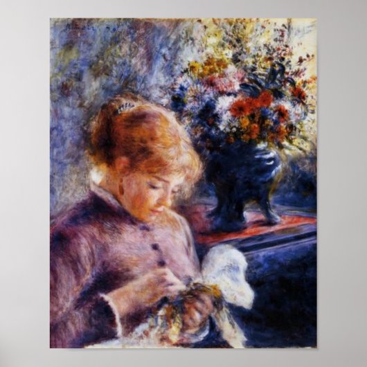 Poster La jeune femme de Renoir coudre (Devant)
