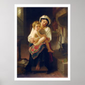 Poster La jeune mère contemple, William Adolphe Bouguerea (Devant)