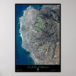 Poster La Jolla, Californie carte de l'affiche satellite