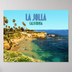 Poster La Jolla Cove Beach San Diego Californie Vintage