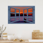 Poster La Jolla Sunset Blue 6 Volet Ouvrir la fenêtre Pos (Cuisine)