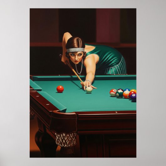Poster LA JOUEUSE DE BILLARD (Joueur de billard) (Devant)