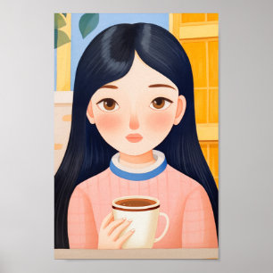 Poster La joyeuse femme au Café
