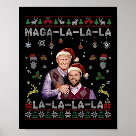 Poster La La Donald Trump Potus 47 Swea de Noël laid (Devant)