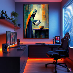 Poster La Laitière - Cubiste Inspirée de Vermeer