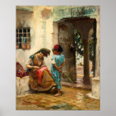 Poster La leçon de couture de Frederick Bridgman (Devant)