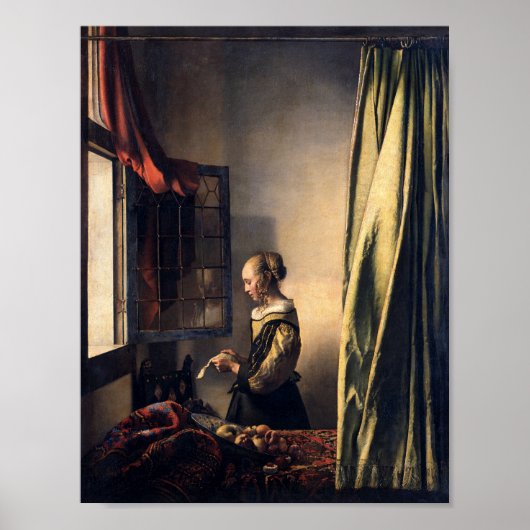 Poster La lecture d'une lettre de Johannes Vermeer Art (Devant)